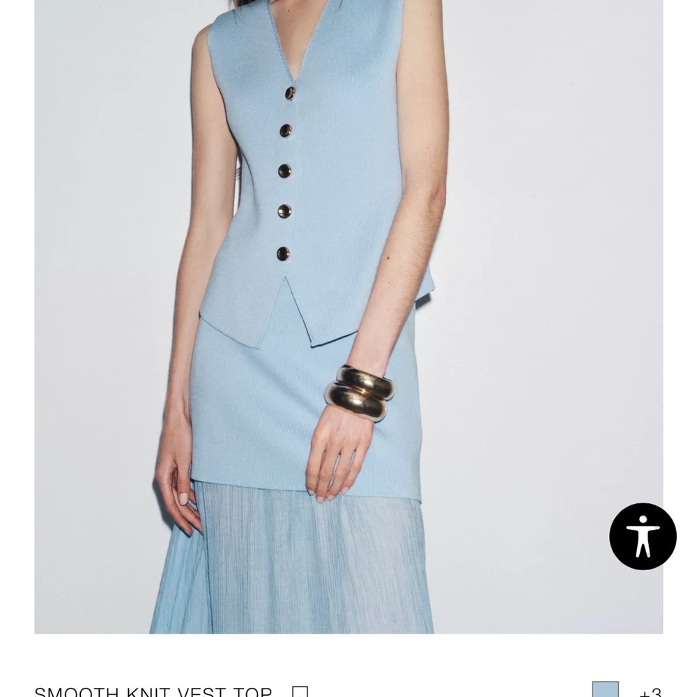 Zara NWT Blue Smooth Vest Top size Small